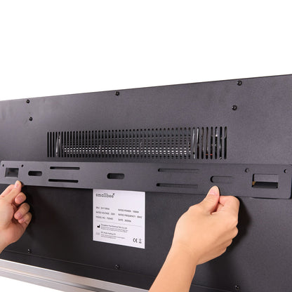 40/50/60inch Black Wall Mounted & Recessed Electric Fireplace with Adjustable Flame & Brightness