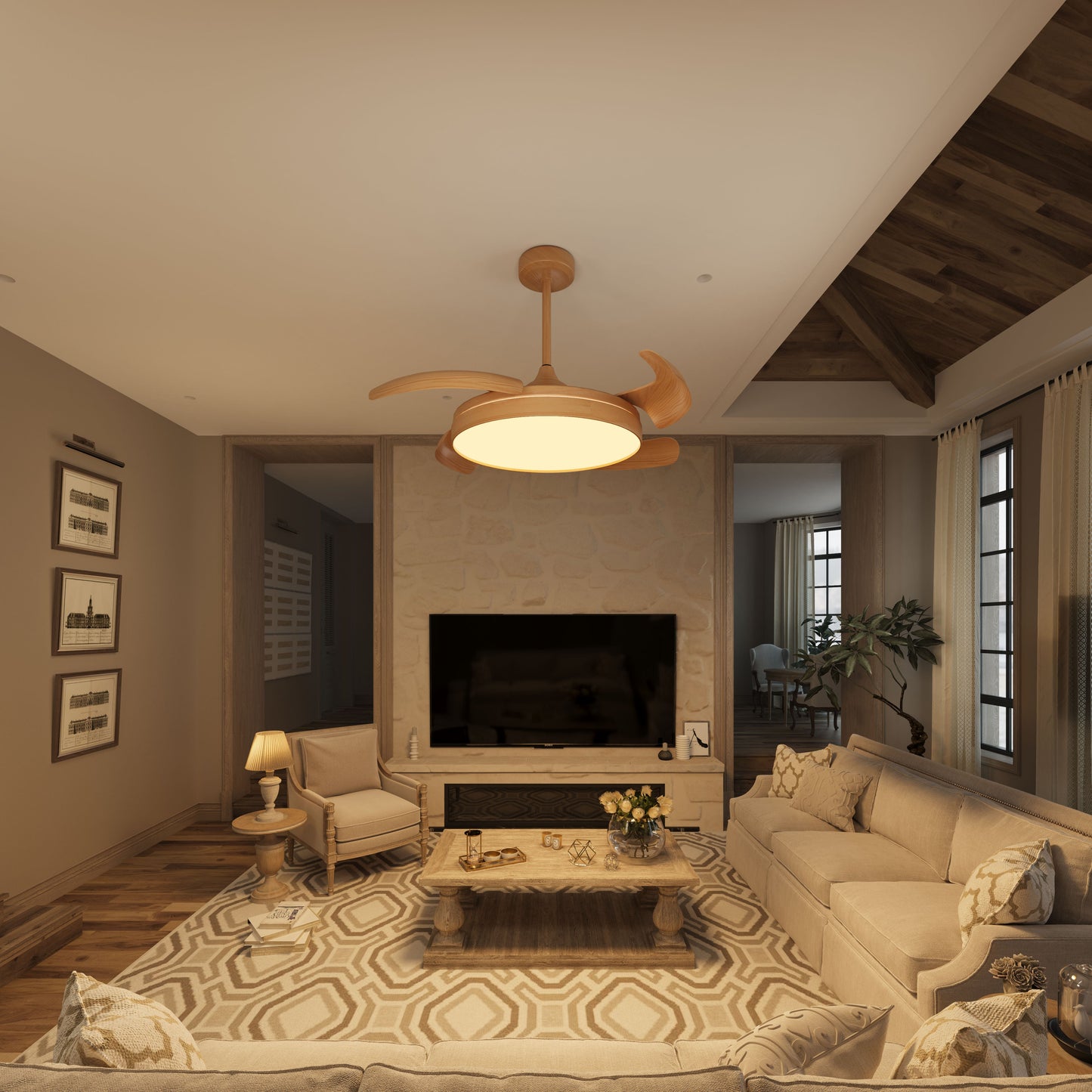 Elegant Contemporary Ceiling Fan Light Featuring Soft LED Illumination