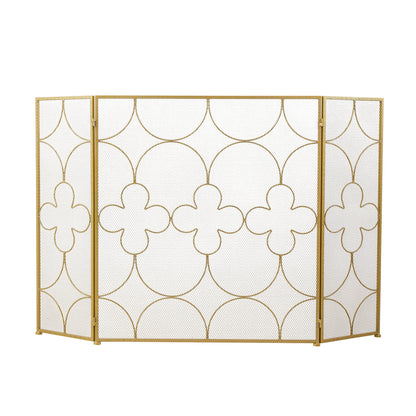 Iron Fireplace Screen Gold Powder Coated – 122x2.3x77.5cm