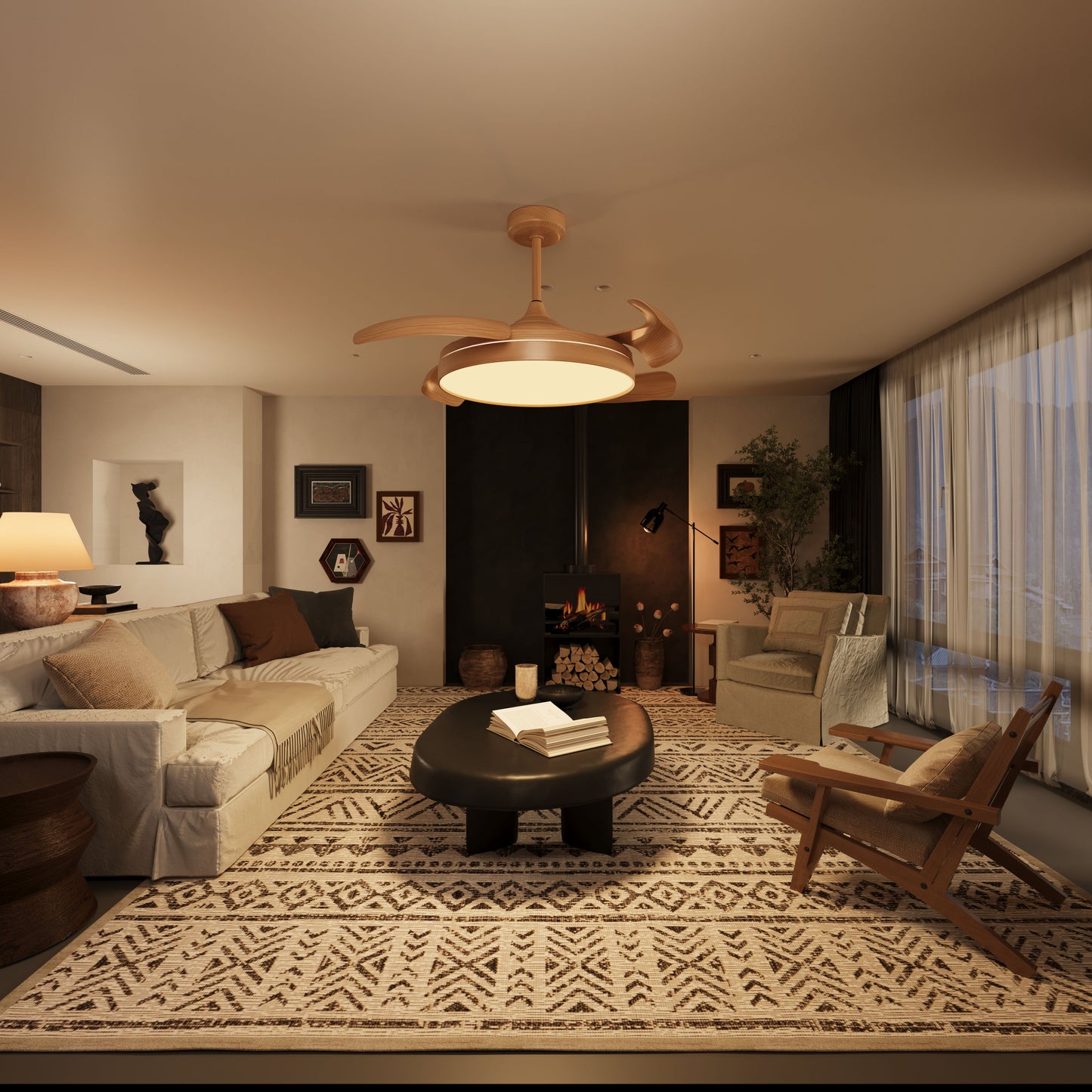 Elegant Contemporary Ceiling Fan Light Featuring Soft LED Illumination