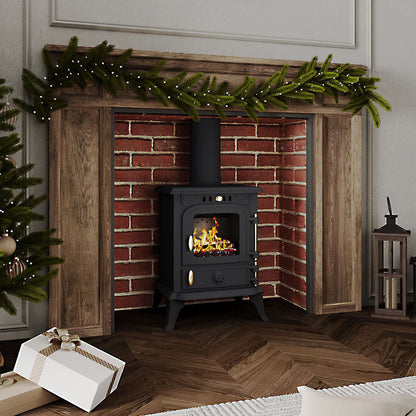 Vintage Wood-Burning Cast Iron Fireplace