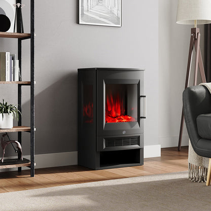 3-Sided Freestanding Electric Fireplace with Remote Control – Black, 900/1800W, Adjustable LED Flame & Temperature