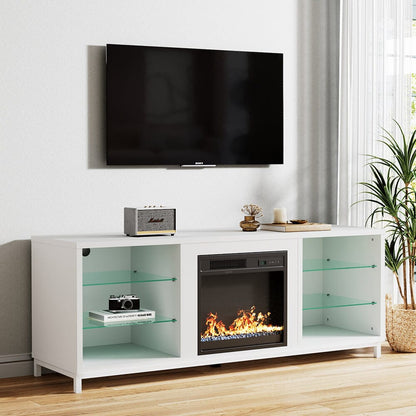 Freestanding TV Stand Entertainment Center with 19" Fireplace