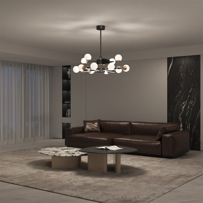 Modern Sphere 3-Blade Fan Light with Black & Gold Finish