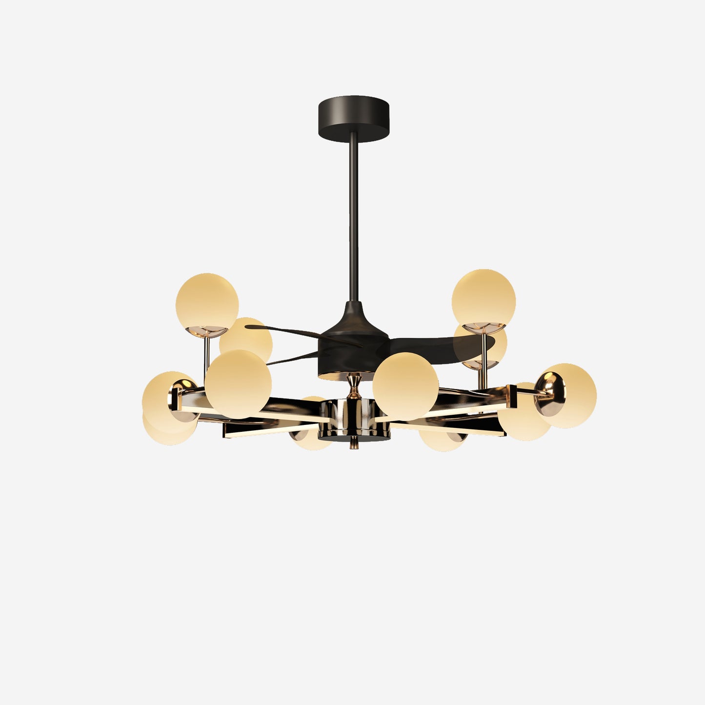 Modern Sphere 3-Blade Fan Light with Black & Gold Finish