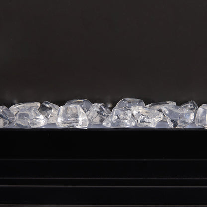 40/50/60inch Black Wall Mounted & Recessed Electric Fireplace with Adjustable Flame & Brightness