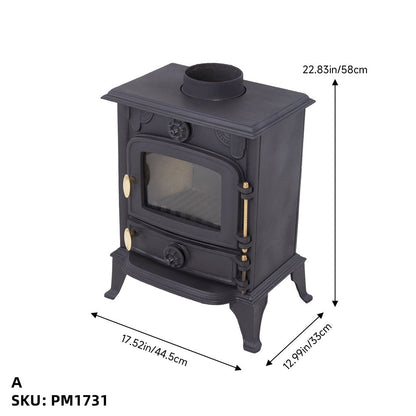 Vintage Wood-Burning Cast Iron Fireplace